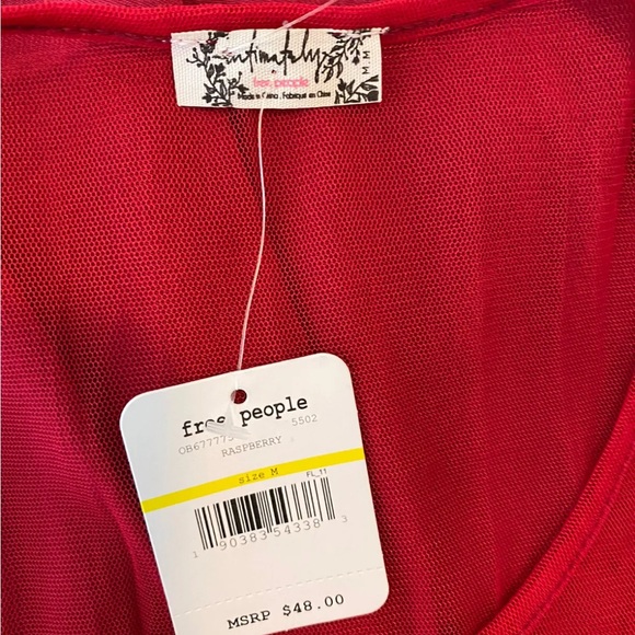 Free People Intimately NWT Medium Marble Mesh Peplum Top - Picture 6 of 8